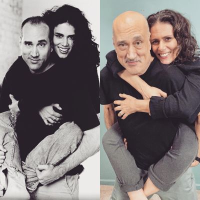 Past and present photo of Melissa Ponzio and her husband, Kenny Alfonso